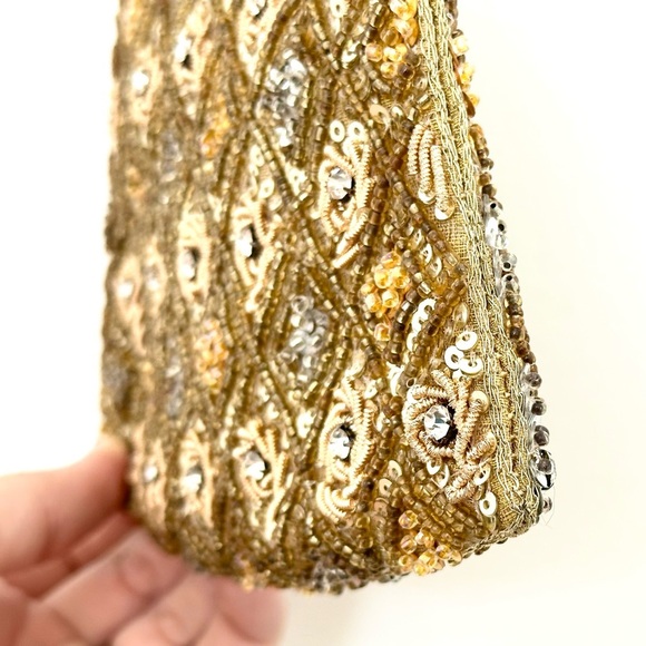 Gold Beaded Sequins Mini Bag Made in India 🇮🇳 EUC GORGEOUS - Picture 7 of 9
